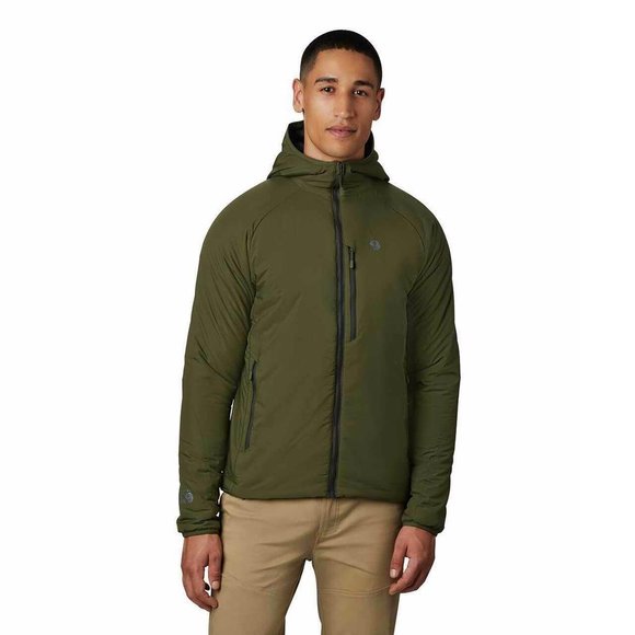 Mountain Hardwear Men's Small Kor Strata Hooded Jacket, Dark Army - Picture 1 of 8